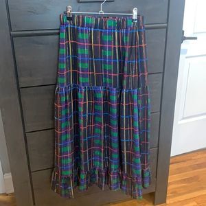 Gestuz Midi metallic tread plaid skirt